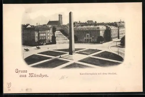 AK München, Karolinenplatz mit Obelisk