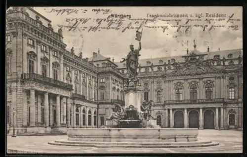 AK Würzburg, Frankoniabrunnen, königliche Residenz