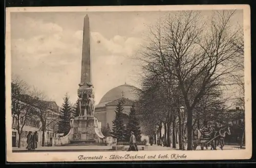 AK Darmstadt, Alice-Denkmal und katholische Kirche