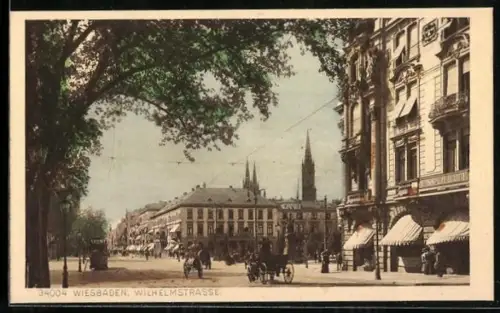 AK Wiesbaden, Wilhelmstrasse