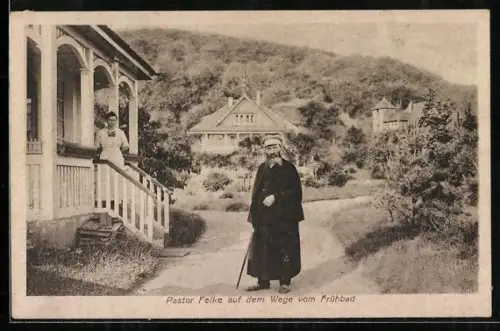 AK Sobernheim, Pastor Felke auf dem Wege vom Frühbad