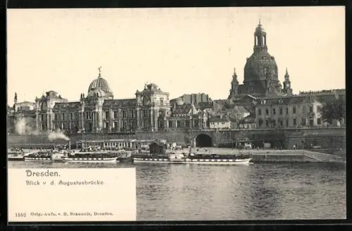 AK Dresden, Blick von der Augustusbrücke