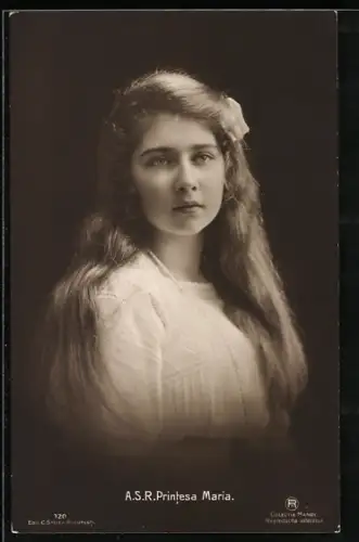 AK Prinzessin Maria von Rumänien, Mädchen-Portrait mit Haarschleife