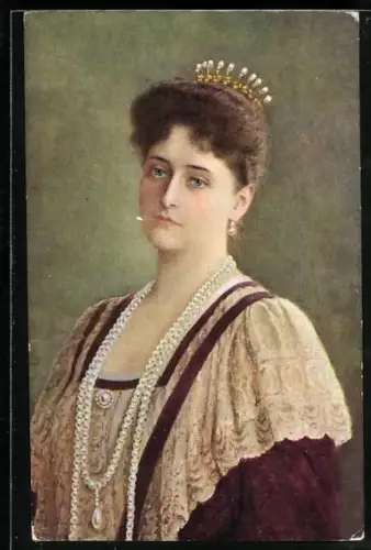 AK Zarin Alexandra von Russland, Portrait mit Krone