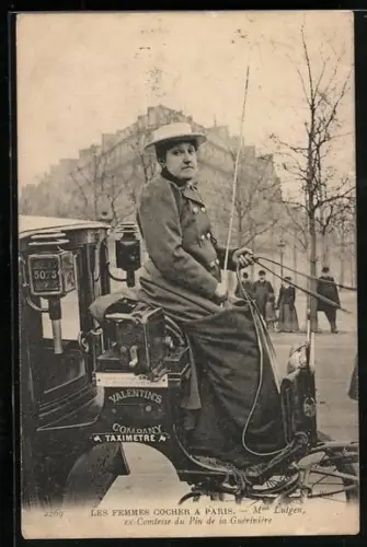 AK Mme Lutgen, ex-Comtesse du Pin de la Guérière, Les Femmes Cocher a Paris