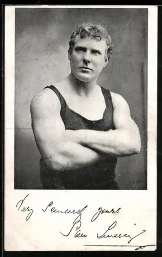 AK Ringer im Trikot mit verschränkten Armen, Autograph