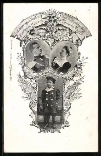 AK Regensburg, Festfeier zu Ehren der 150 jähr. Residenz des fürstl. Hausen von Thurn & Taxis 1899, Fürstenfamilie