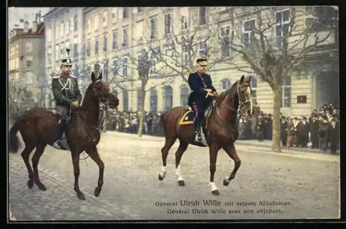 AK General Ulrich Wille mit seinem Adjudanten