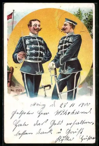 AK Männer in Husaren-Uniform