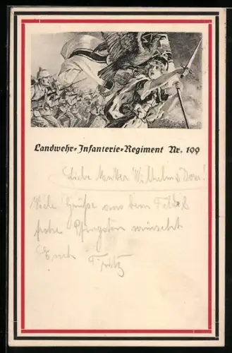 Künstler-AK Landwehr-Infanterie-Regiment Nr. 109