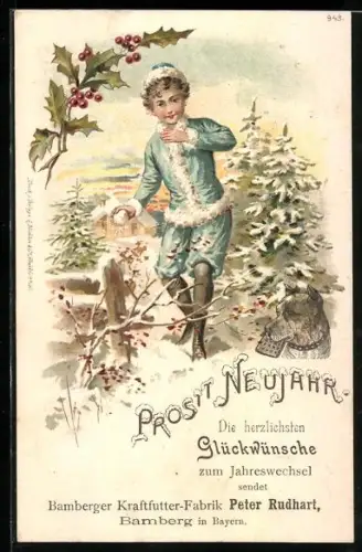 Künstler-AK Bamberg, Reklame der Kraftfutter-Fabrik Peter Rudhart