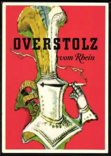 AK Reklame für Overstolz-Zigarette vom Rhein, Ritter raucht Zigarette