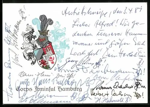 AK Wappen des Corps Irminsul Hamburg im WSC