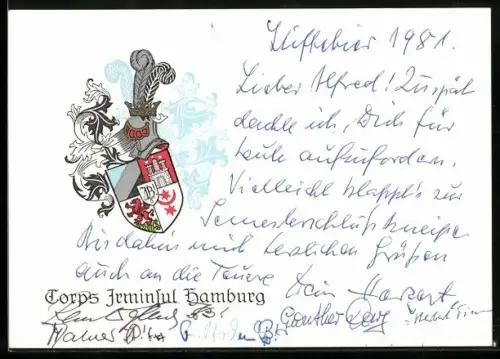 AK Wappen des Corps Irminsul Hamburg im WSC
