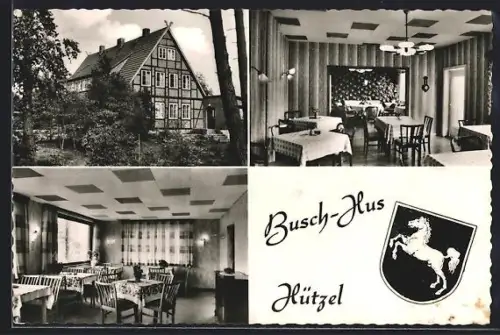 AK Hützel /Lüneburger Heide, Hotel Busch-Hus, Inh. Margarete Siegmüller