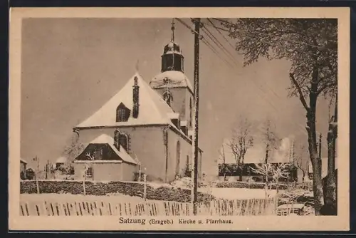AK Satzung /Erzgeb., Kirche, Pfarrhaus