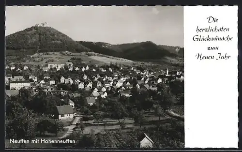 Mini-AK Neuffen, Ortsansicht mit Hohenneuffen