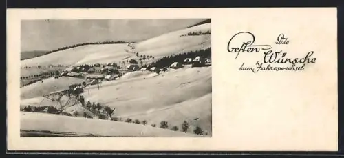 Mini-AK Todtnau, Ortsansicht, verschneite Landschaft