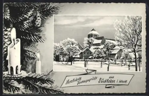 AK Südlohn i. Westf., Verschneite Kirche im Winter