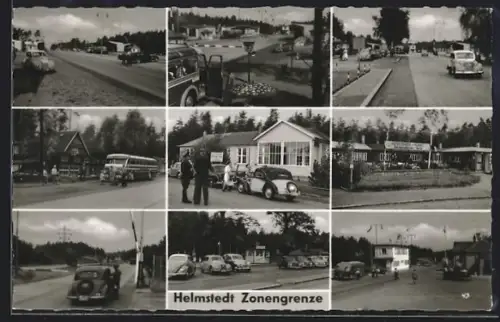 AK Helmstedt, Zonengrenze, Kontrollpunkt, Grenzgebäude, Fahrzeuge