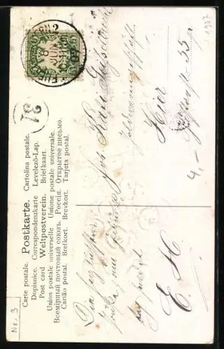 AK Mädchen mit Rosenkorb, Geburtstagsgruss