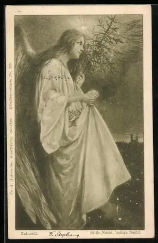 AK Weihnachtsengel, Stille Nacht, heilige Nacht