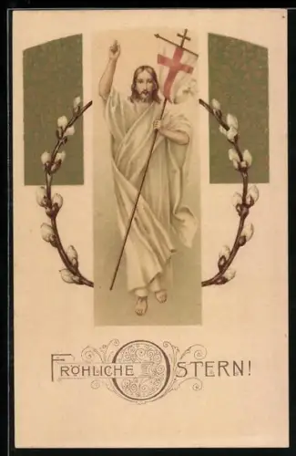 Präge-AK Jesus überbringt Ostergrüsse