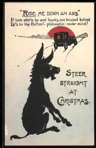 Präge-AK Verlassener Hund bleibt optimistisch, Weihnachsgruss