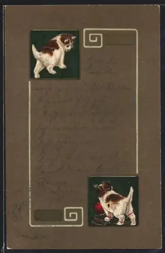 Präge-AK Katzenkinder mit Wollknäuel