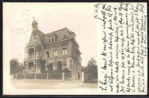 AK Bautzen, Strassenpartie mit Villa