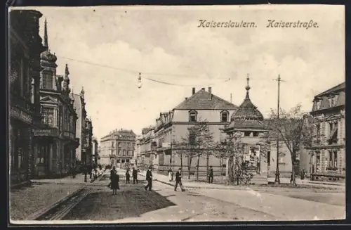 AK Kaiserslautern, Partie an der Kaiserstrasse mit Restaurant Bavaria