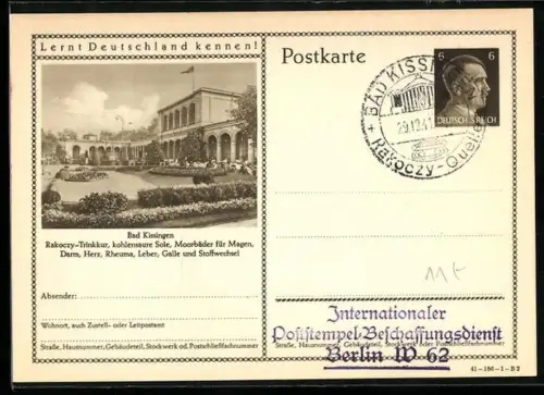 AK Bad Kissingen, Villa mit Parkanlage, Ganzsache Lernt Deutschland kennen