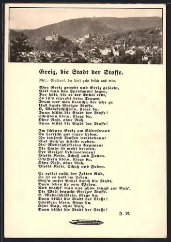 AK Greiz, Stadtansicht, Stadt der Stoffe