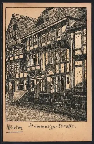 Künstler-AK Höxter, Stummerige-Strasse