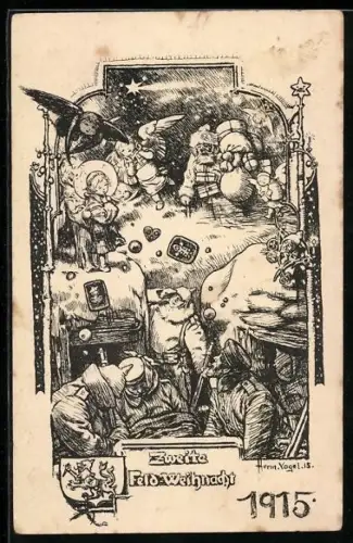 Künstler-AK Herm. Vogel: Zweite Feldweihnacht 1915, 6. Armee