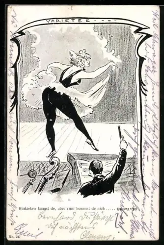 AK Dirigent schaut auf den Hintern einer Tänzerin