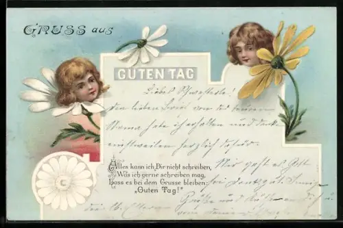 AK Die Gesichter von Kindern erwachsen aus Blüten