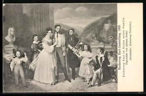 Künstler-AK Erzherzog Karl von Österreich im Kreise seiner Familie