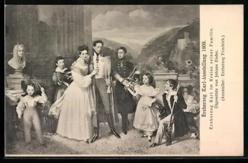 Künstler-AK Erzherzog Karl von Österreich im Kreise seiner Familie