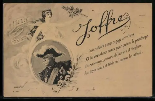 AK Portrait eines französischen Heerführers mit Schärpe und Orden
