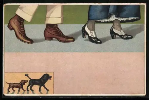 AK Mann läuft einer Frau hinterher, als wäre sie eine läufige Hündin