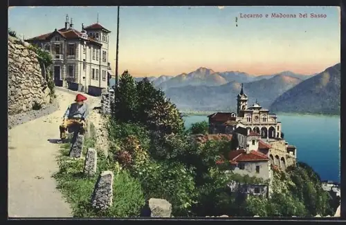 AK Locarno, Teilansicht mit Madonna del Sasso