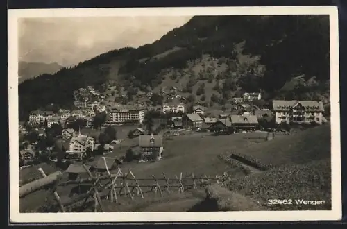 AK Wengen, Totalansicht mit Gebirgspanorama