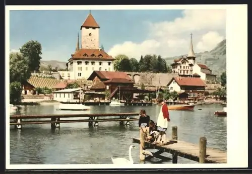 AK Spiez, Seebucht mit Schloss