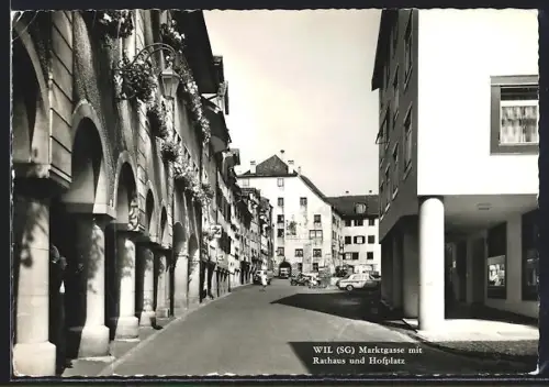 AK Wil /SG, Marktgasse mit Rathaus und Hofplatz