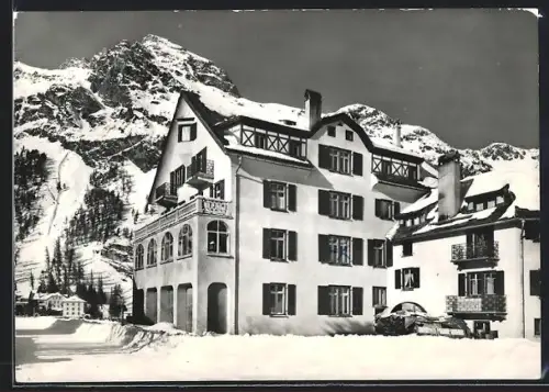 AK Sils i. Engadin, Hotel Silserhof mit Gebirgspanorama