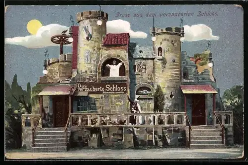 AK Kasperlepuppen im verzauberten Schloss bei Mondschein