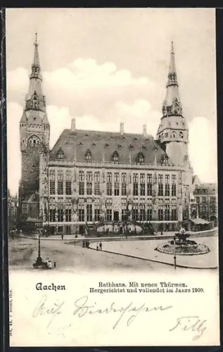 AK Aachen, Rathaus mit neuen Türmen, vollendet 1900