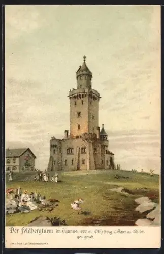 Lithographie Feldberg /Taunus, Feldbergturm