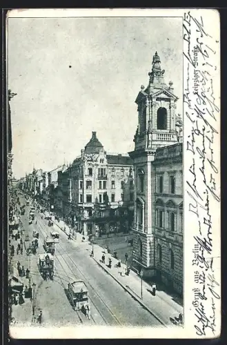AK Berlin, Leipziger Strasse mit Strassenbahn